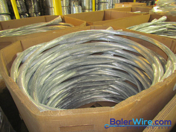 11 Gauge x 18 Feet Galvanized Single Loop Bale Ties - PALLET OF 25 BUNDLES! - BalerWire.com